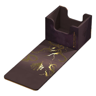 Ultimate Guard Sidewinder 100+ Xenoskin Box mit Magic: The Gathering Artwork, geöffnet, goldene Prägung sichtbar.