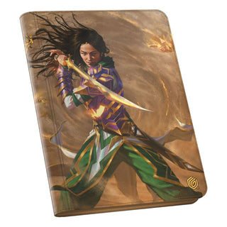 Ultimate Guard Zipfolio 360 Xenoskin Sammelkartenordner mit Fantasy-Kriegerin-Design.