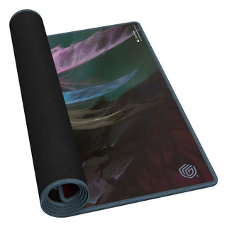 Magic: The Gathering Play-Mat "Tarkir: Dragonstorm" von Ultimate Guard, gerollt, mit buntem Artwork.