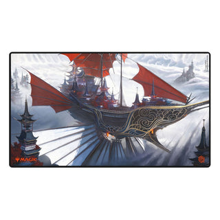 Magic: The Gathering Play-Mat mit Drachenboot und Kloster, Ultimate Guard, 61x35 cm, Tarkir: Dragonstorm Design.