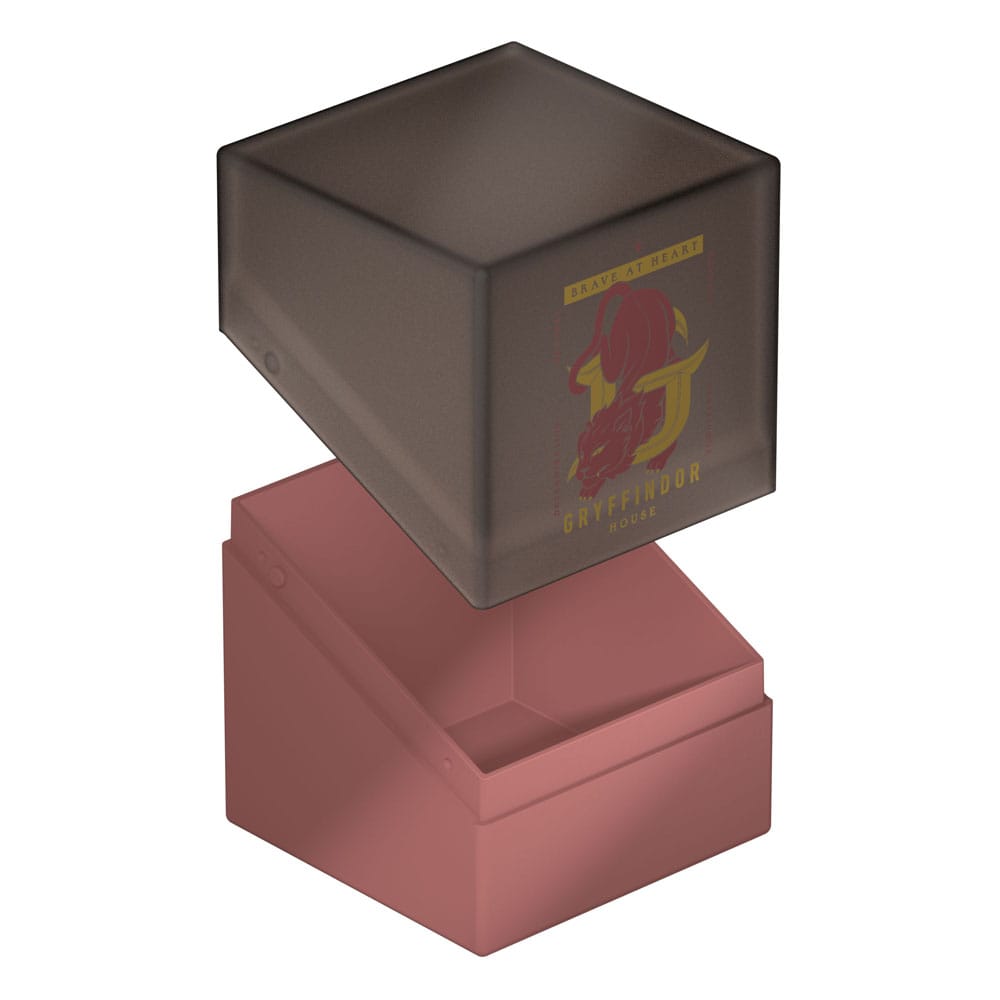 Ultimate Guard Boulder 100+ Deck-Box Gryffindor, geöffnet, mit Gryffindor-Logo und Schriftzug.