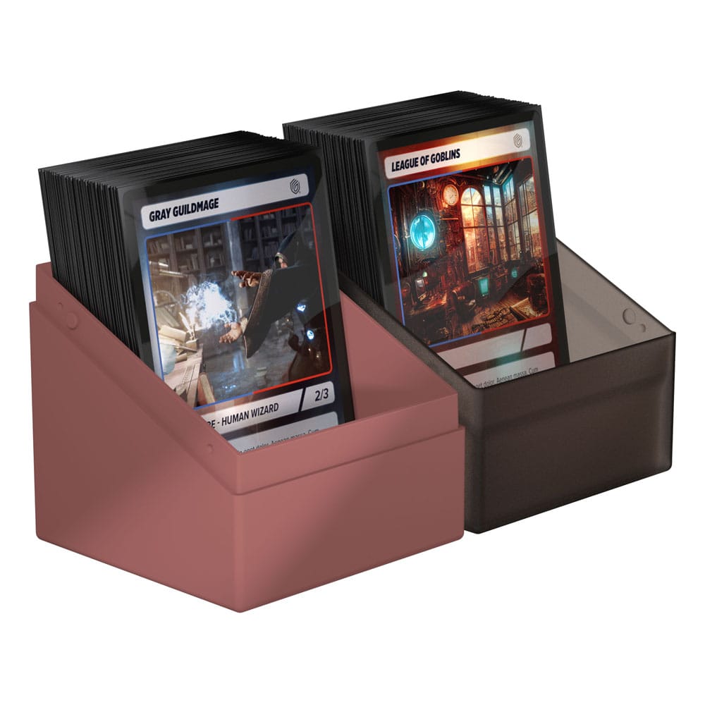 Ultimate Guard Boulder 100+ Deck-Box mit Karten, Harry Potter Gryffindor Design, offen, zwei Fächer.