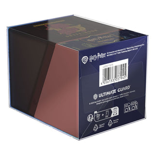 Ultimate Guard Boulder 100+ Harry Potter Gryffindor Deck-Box in Verpackung, seitliche Ansicht.