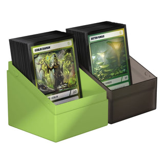 Ultimate Guard Boulder 100+ Slytherin Deck-Box mit Karten, grün und transparent, Harry Potter Design.