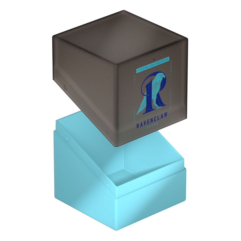 Ultimate Guard Boulder 100+ Deck-Box, Harry Potter Ravenclaw Design, geöffnet, blau und transparent.