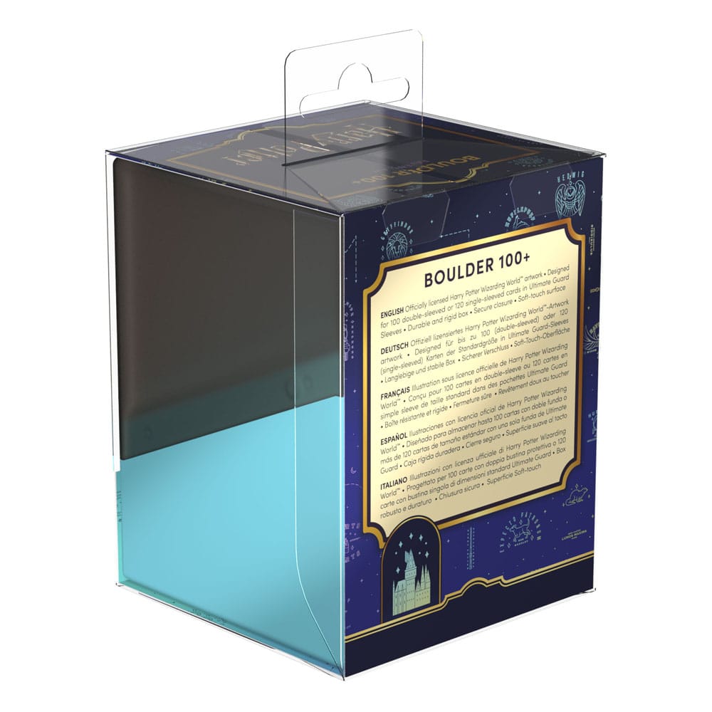 Ultimate Guard Boulder 100+ Deck-Box, Harry Potter Ravenclaw Design, stabile Kartenbox in blauer Verpackung.