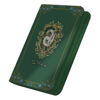 Grünes Ultimate Guard Zipfolio 160 Xenoskin mit Slytherin-Wappen und Blumenmuster, Harry Potter-Thema.