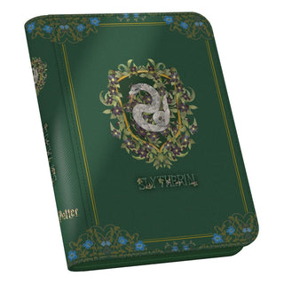 Ultimate Guard Zipfolio 160 Xenoskin in Grün mit Slytherin-Wappen, Harry Potter Sammelkartenalbum.