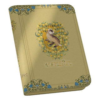 Ultimate Guard Zipfolio 160 Xenoskin Hufflepuff Sammelkartenalbum mit Wappen und Blumenmuster.