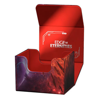 Ultimate Guard Sidewinder 100+ Xenoskin Deck-Box, rot mit "Edge of Eternities"-Design, offen, für Magic: The Gathering.