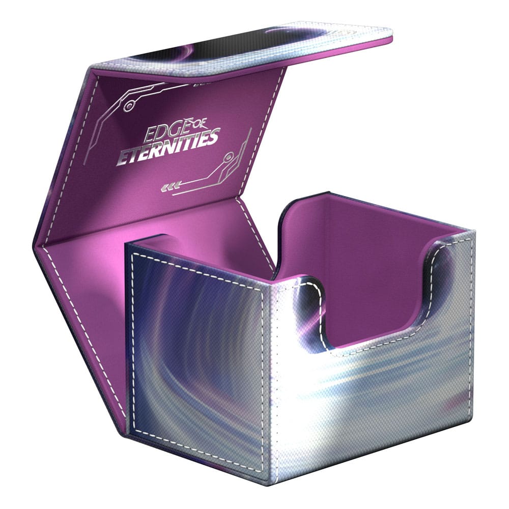 Ultimate Guard Sidewinder 100+ Xenoskin Deck-Box, lila, offen, für 100 Karten, "Edge of Eternities"-Design.