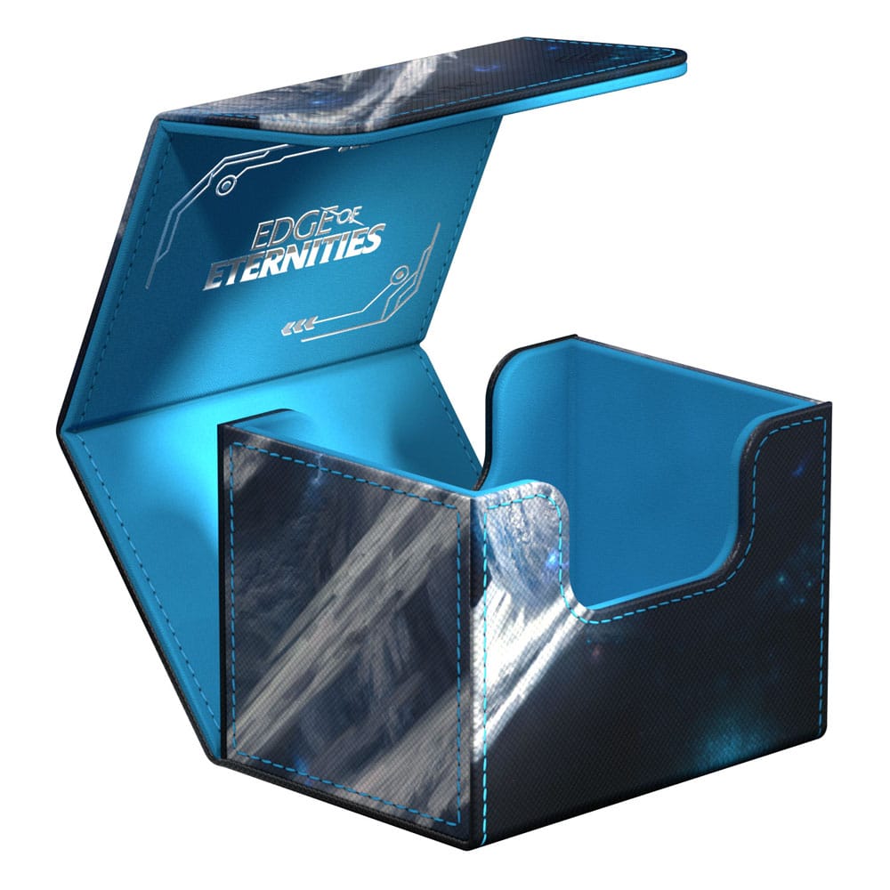 Ultimate Guard Sidewinder 100+ Xenoskin Deck-Box, offen, blaues Innenfutter, für 100 doppelt gesleevte Karten.