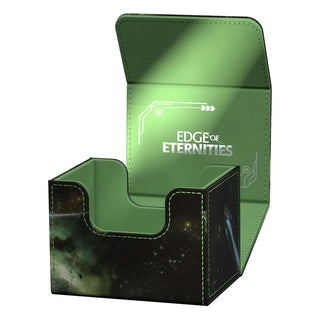 Ultimate Guard Sidewinder 100+ Xenoskin Deck-Box, grün, offen, "Edge of Eternities" Design, für Magic: The Gathering Karten.