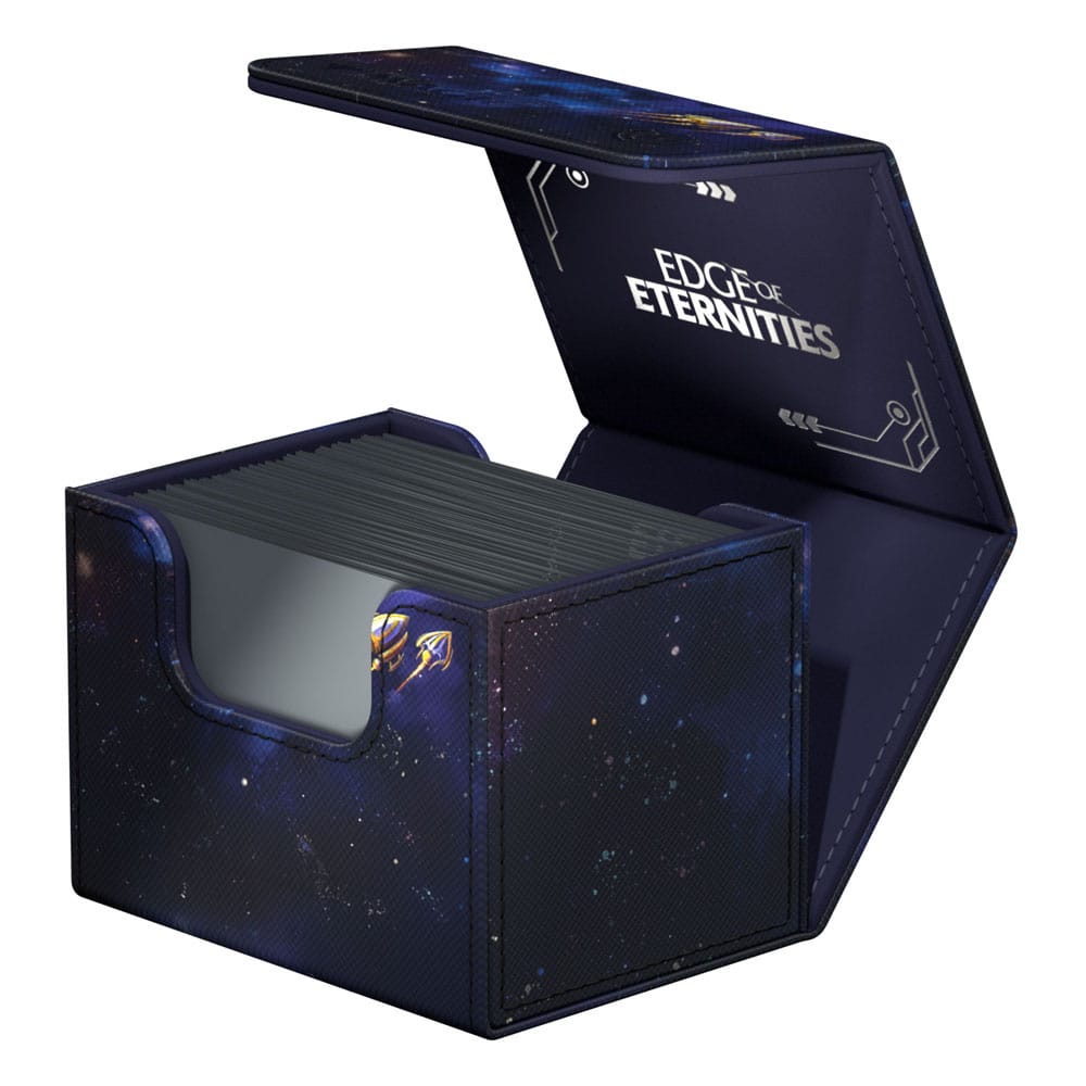 Ultimate Guard Sidewinder 100+ Xenoskin Deck-Box, geöffnet, mit "Edge of Eternities" Design.