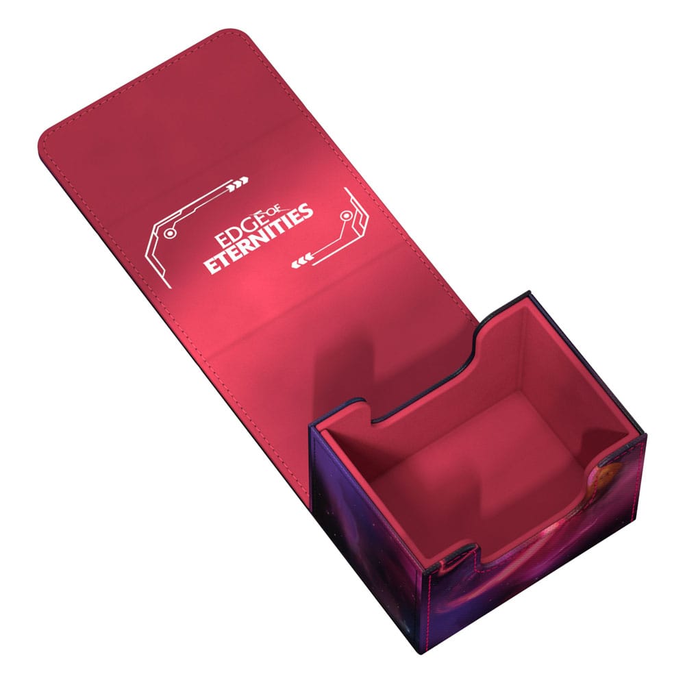Offene Ultimate Guard Sidewinder 100+ Deck-Box, Xenoskin, "Edge of Eternities" Design, rot, für Magic: The Gathering.