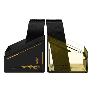 Ultimate Guard Boulder 100+ Deck-Box, schwarz-gold, Magic: The Gathering "Edge of Eternities" Design, geöffnet.