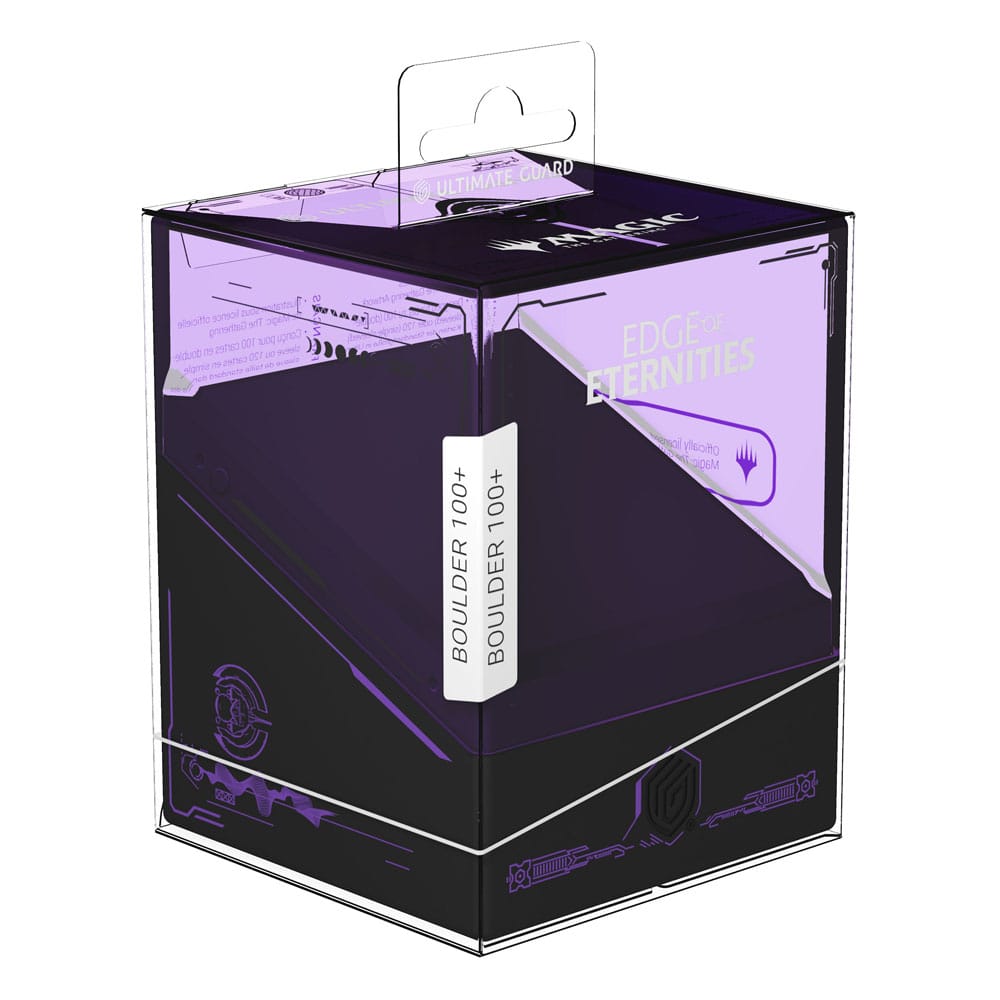 Ultimate Guard Boulder 100+ Deck-Box, lila, Magic: The Gathering "Edge of Eternities" Design, in Verpackung.