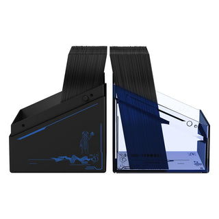 Ultimate Guard Boulder 100+ Deck-Box mit Magic: The Gathering "Edge of Eternities" Design, geöffnet, schwarz und transparent.