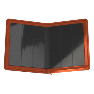 Offenes Ultimate Guard Zipfolio 360 Xenoskin Sammelordner mit leeren Kartenfächern.