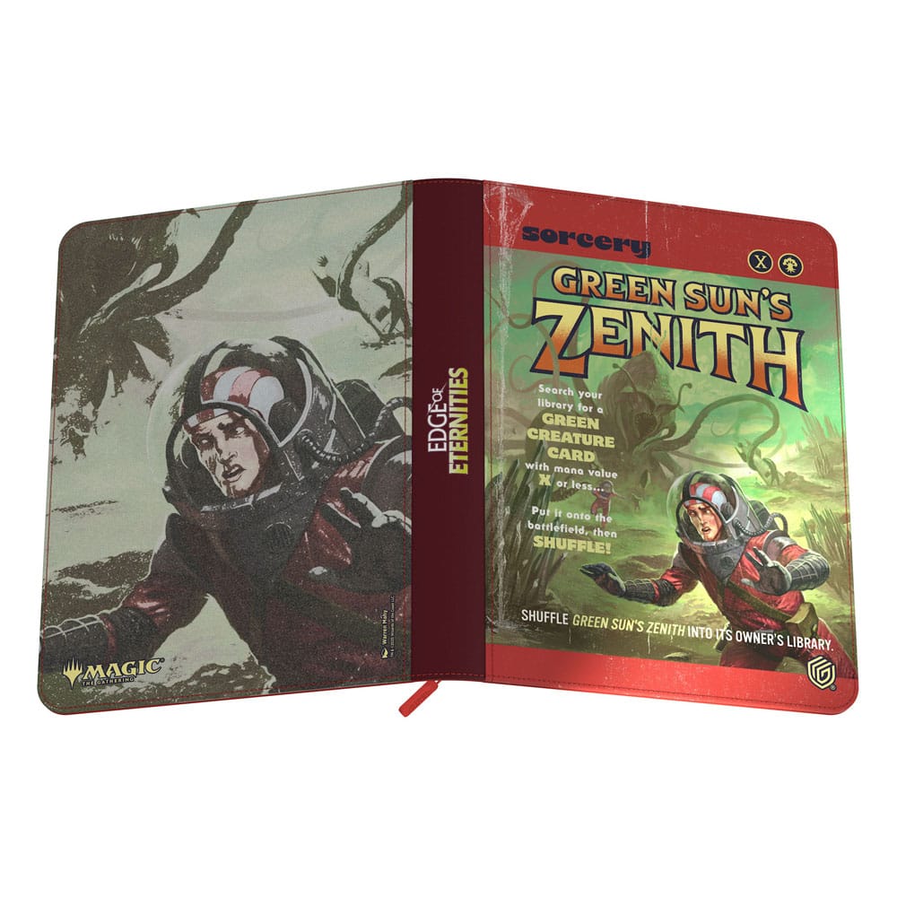 Ultimate Guard Zipfolio 360 Xenoskin mit Magic: The Gathering "Green Sun’s Zenith" Artwork, Sammelordner geöffnet.