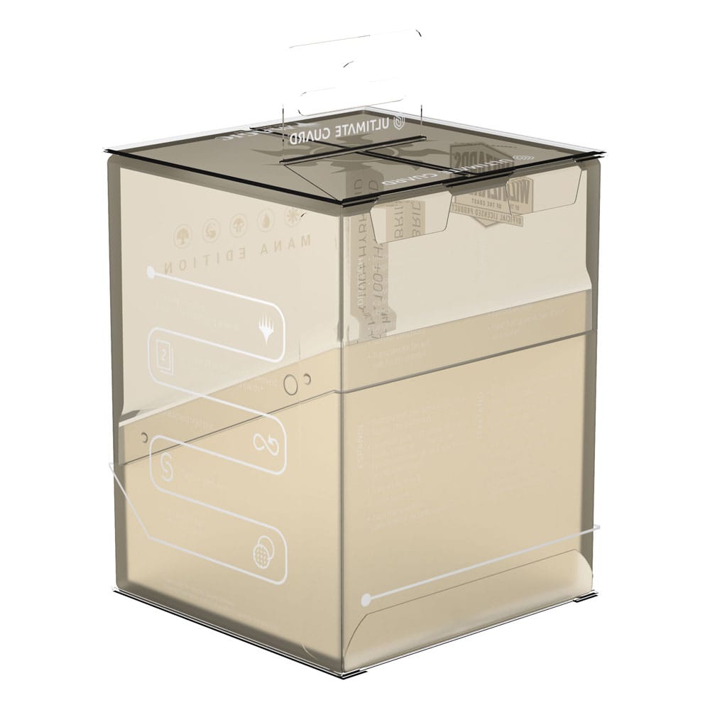 Ultimate Guard Boulder 100+ Hybrid Deckbox, transparent mit Soft-Touch-Unterteil, Magic: The Gathering Plains Design.