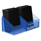 Ultimate Guard Boulder 100+ Hybrid Deckbox, transparent mit blauem Soft-Touch-Unterteil, für Magic: The Gathering Karten.