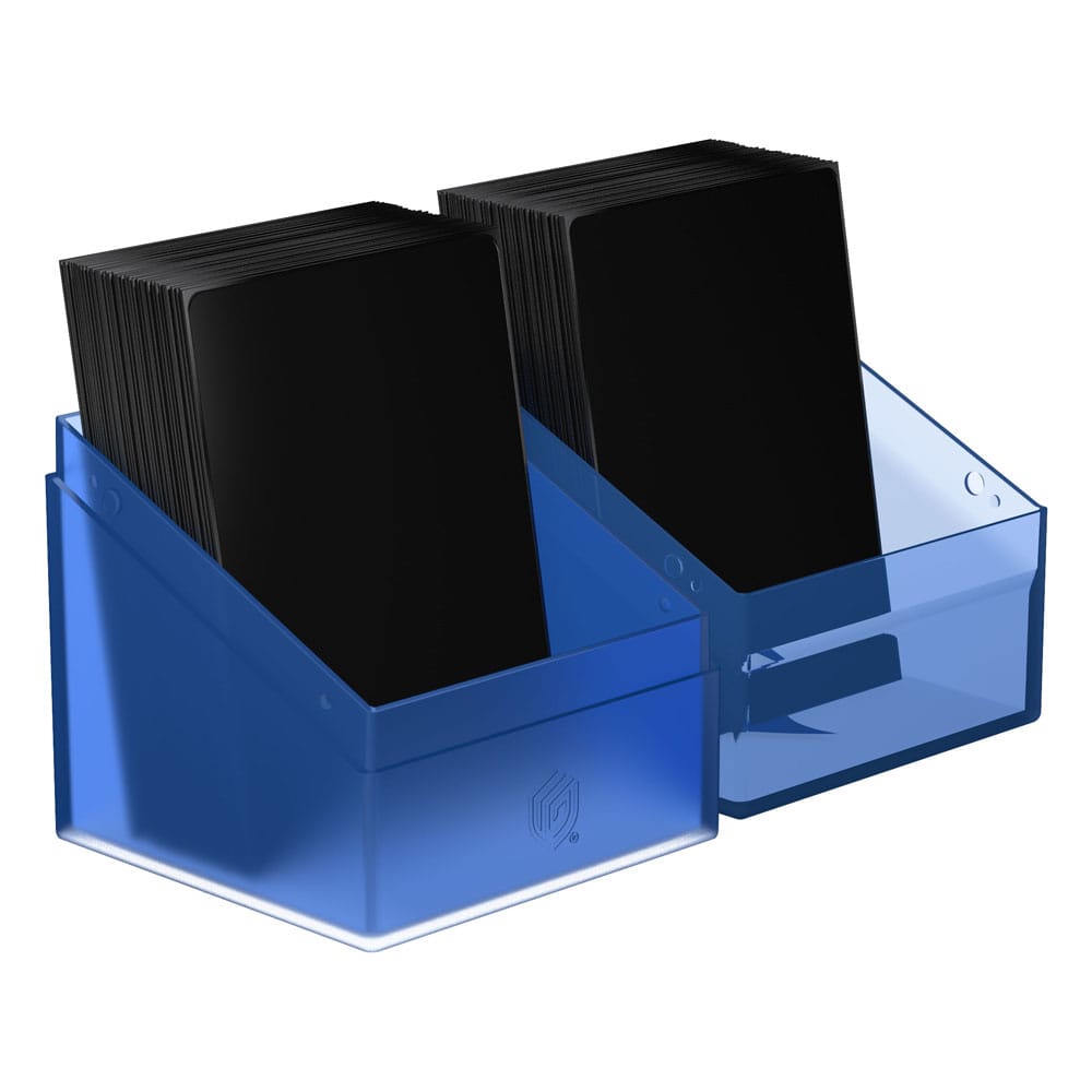 Ultimate Guard Boulder 100+ Hybrid Deckbox, transparent mit blauem Soft-Touch-Unterteil, für Magic: The Gathering Karten.