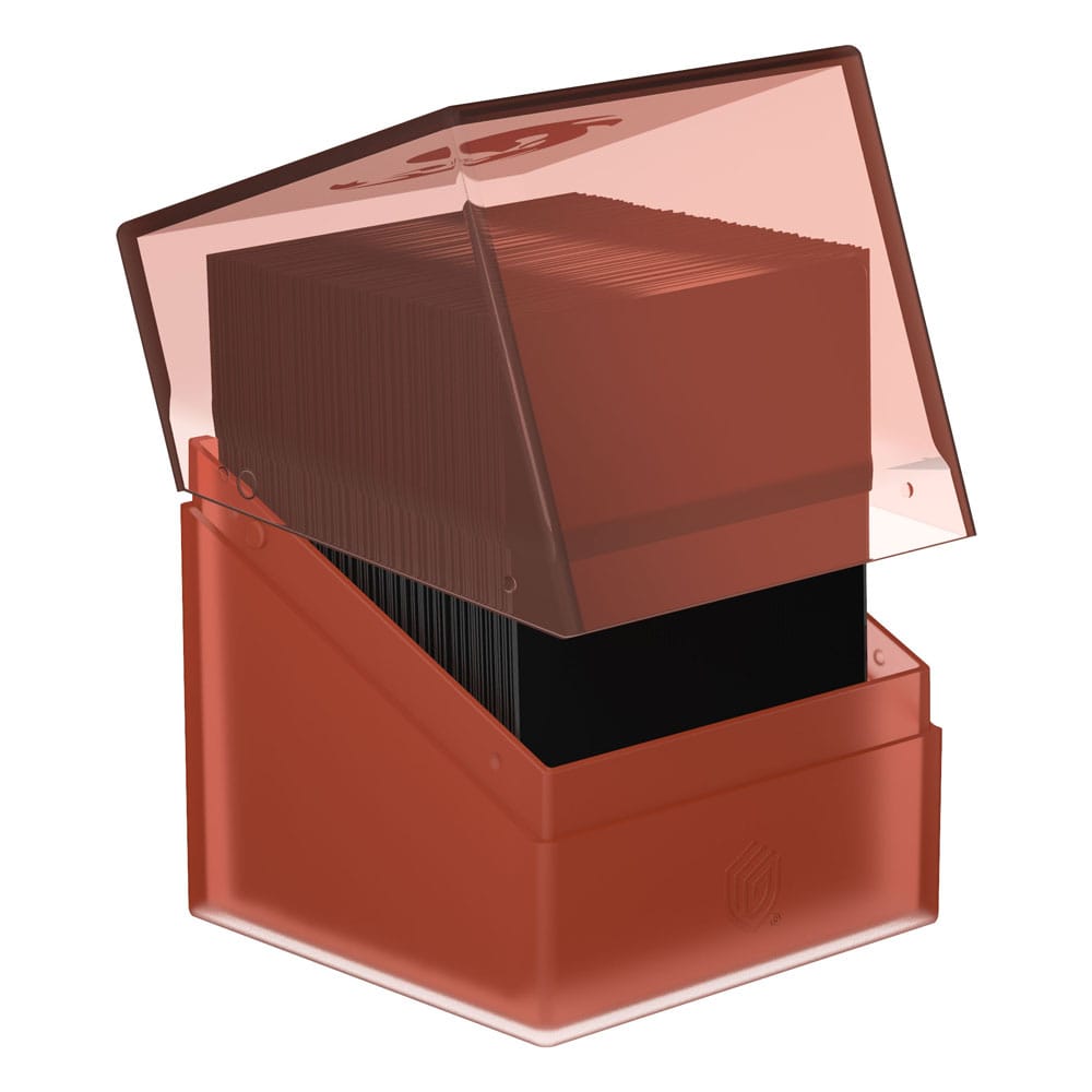Ultimate Guard Boulder 100+ Hybrid Deckbox, transparentes Oberteil, rotes Unterteil, für Magic: The Gathering Karten.