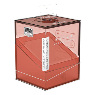 Ultimate Guard Boulder 100+ Hybrid Deckbox, transparent mit rotem Soft-Touch, MTG Mana Edition Mountain.