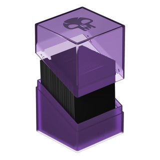 Ultimate Guard Boulder 100+ Hybrid Swamp, lila Deckbox mit transparentem Deckel und schwarzem Innenraum für MTG-Karten.