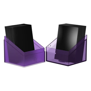 Ultimate Guard Boulder 100+ Hybrid Deckbox, transparent und lila, mit Magic: The Gathering Karten.