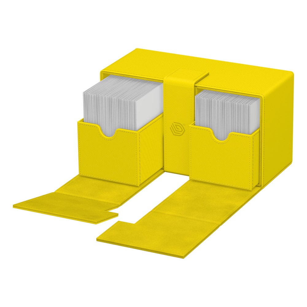 Ultimate Guard Twin Flip'n'Tray 200+ Xenoskin Dandelion, Sommer Edition 2025, gelbe Kartenbox geöffnet.