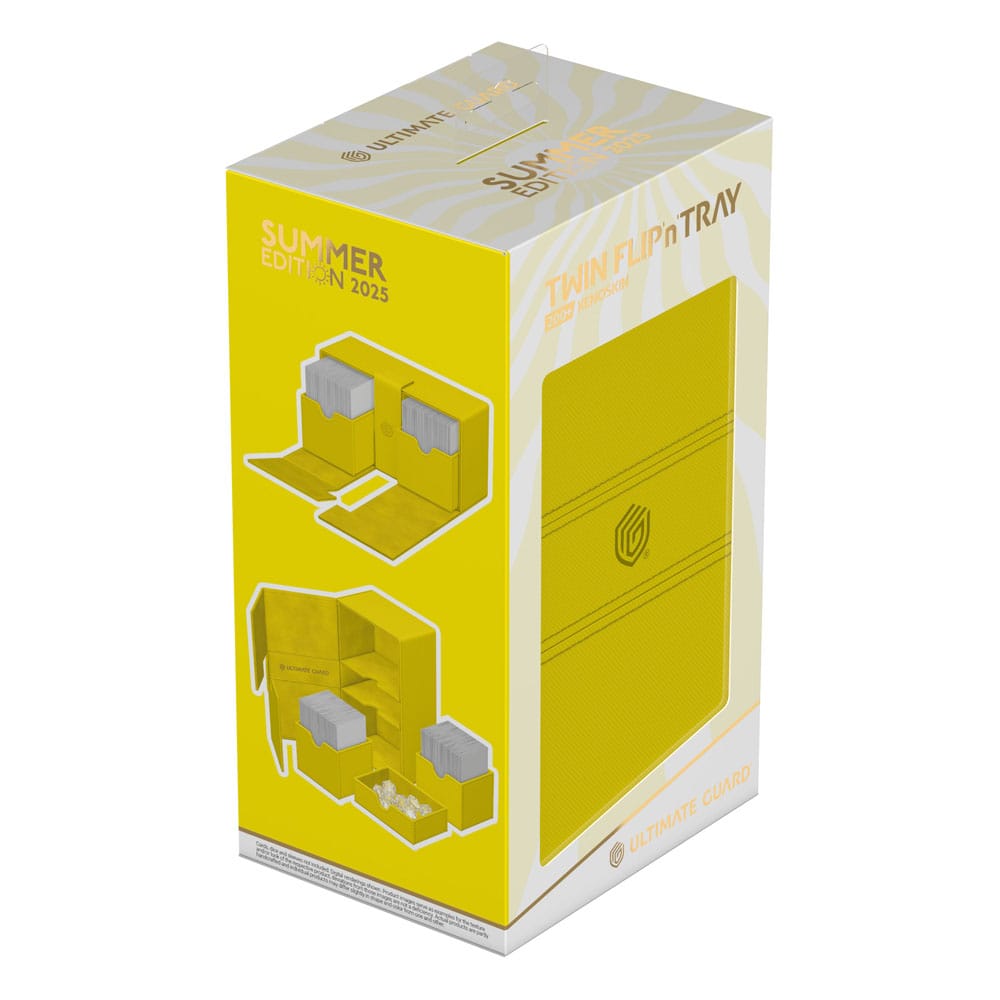 Ultimate Guard Twin Flip'n'Tray 200+ Xenoskin, Summer Edition 2025, Dandelion, gelbe Box mit Fächern.