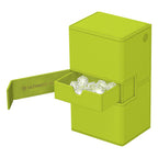 Ultimate Guard Twin Flip'n'Tray 200+ Lime, Summer Edition 2025, geöffnet mit Würfeln.