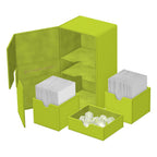 Ultimate Guard Twin Flip'n'Tray 200+ Lime, Sommer Edition 2025, Karten- und Würfelbox, offen mit Inhalt.