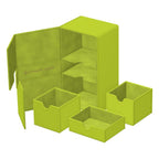 Ultimate Guard Twin Flip'n'Tray 200+ Lime, Summer Edition 2025, offenes Kartenetui mit herausnehmbaren Fächern.