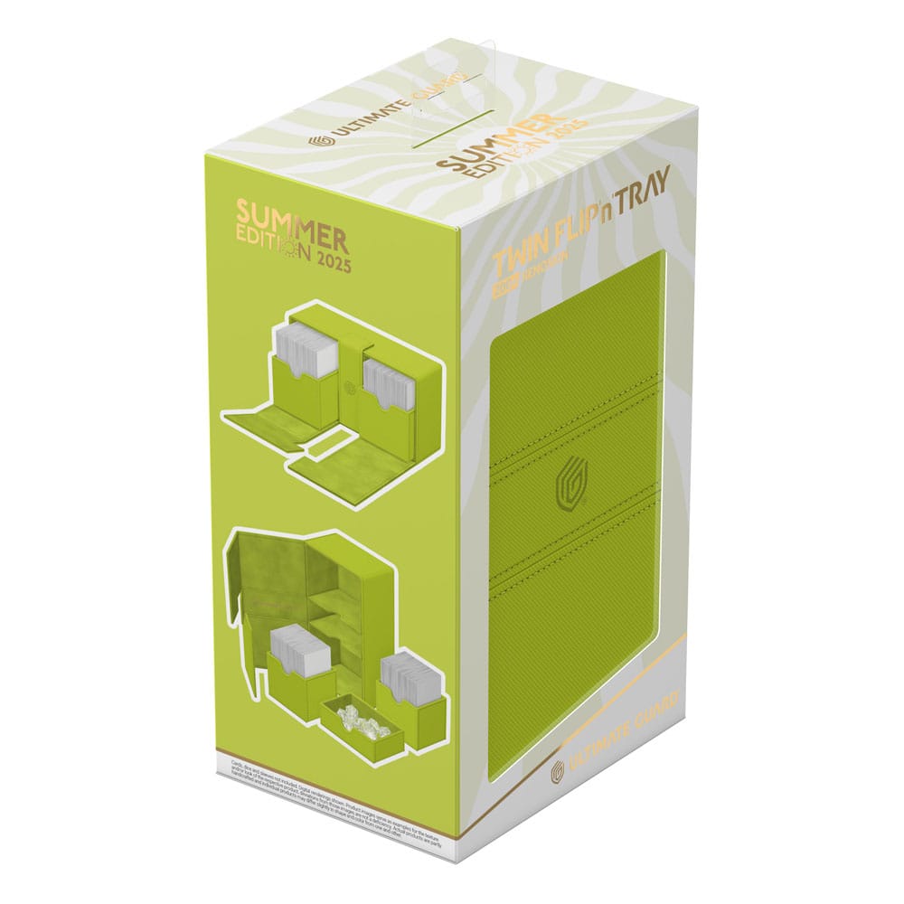 Ultimate Guard Twin Flip'n'Tray 200+ Xenoskin Lime, Summer Edition 2025, Verpackung mit Produktabbildung.