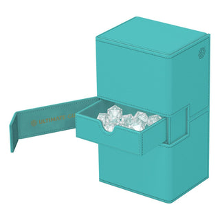 Ultimate Guard Twin Flip'n'Tray 200+ Xenoskin "Summer Edition 2025" in Lagoon, praktische Deck-Box mit zwei Fächern.