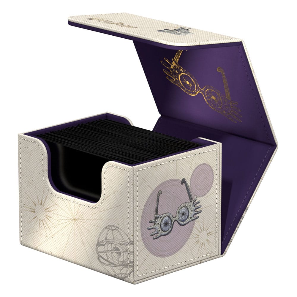 Ultimate Guard Sidewinder 100+ Xenoskin Deck-Box, Luna Lovegood Design, geöffnet, mit Karten.