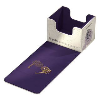 Ultimate Guard Sidewinder 100+ Xenoskin Harry Potter Deck-Box, Luna Lovegood Design, offen, lila Innenraum.