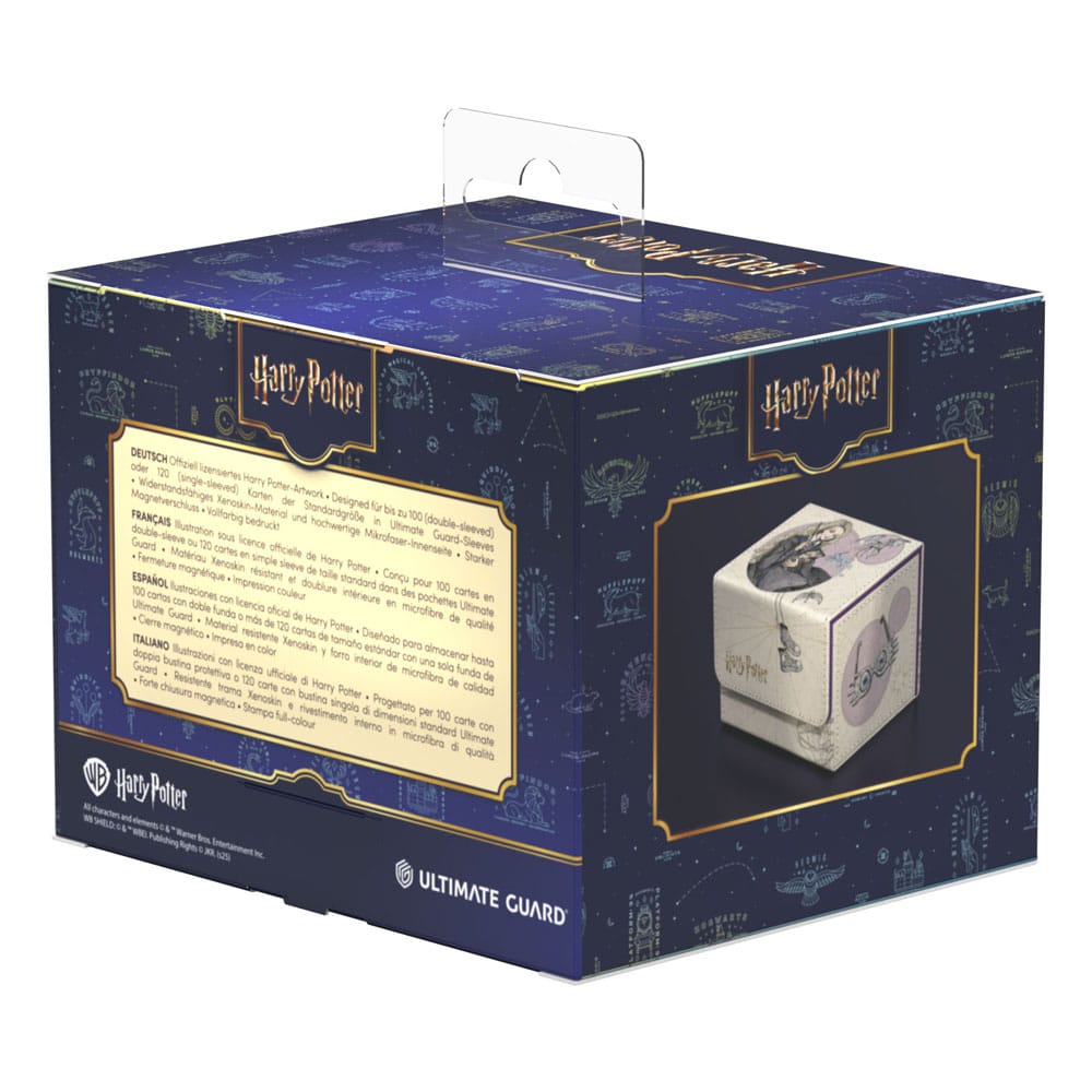 Ultimate Guard Sidewinder 100+ Xenoskin Harry Potter Box mit Luna Lovegood Design, blau-goldene Verpackung.