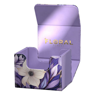 Ultimate Guard Sidewinder 100+ Xenoskin Deck-Box, lila mit Blumenmuster, offen, "Floral Places" Branding.