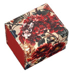 Ultimate Guard Sidewinder 100+ Xenoskin Deck-Box mit floralem Design in Rot und Beige.