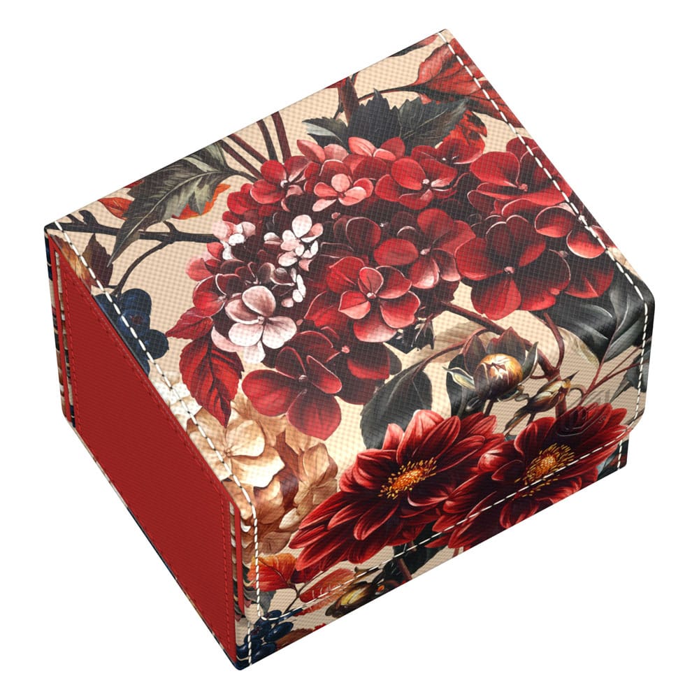 Ultimate Guard Sidewinder 100+ Xenoskin Deck-Box mit floralem Design in Rot und Beige.