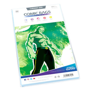 Ultimate Guard Comic Bags wiederverschließbar, 100 Stück, für Comics bis 175x268mm, hohe Transparenz.