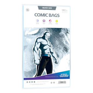 Ultimate Guard Comic Bags Silver Size, 100 Stück, säurefrei, PVC-frei, 181x268mm, hohe Transparenz, Archivierungssicher.