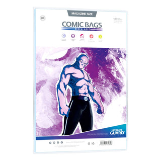Ultimate Guard Comic Bags, wiederverschließbar, Magazin-Größe, 100 Stück, transparente Schutzhüllen für Comics.