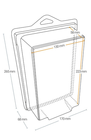 Diagramm der Ultimate Guard Blister Case S1 Schutzhülle mit Maßen für Star Wars Figuren.